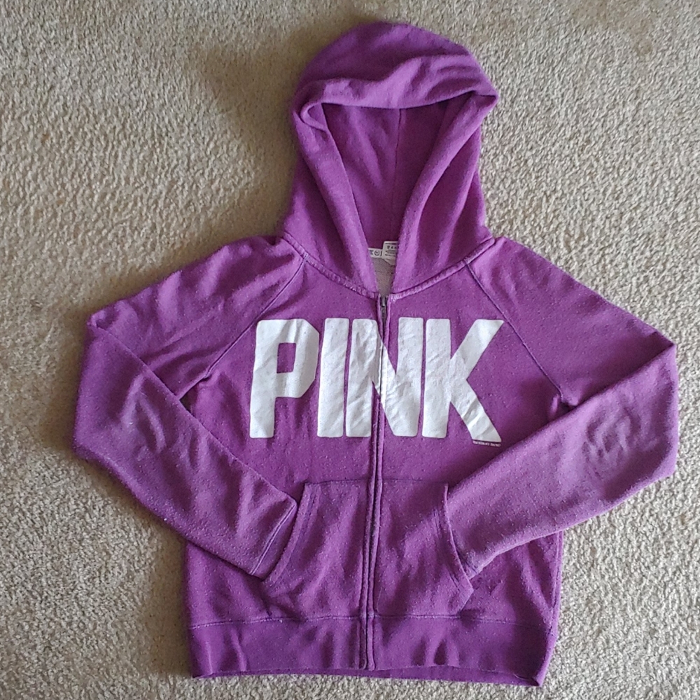 Love pink zip up hoodie size L victorias secret